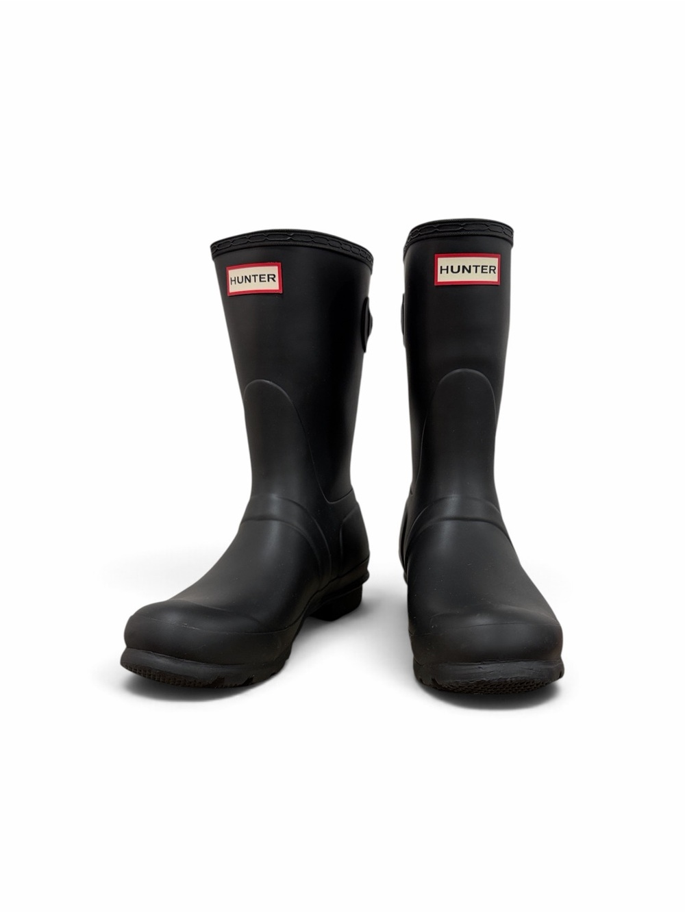 Hunter Black Mid-Calf Rain Boots with Logo